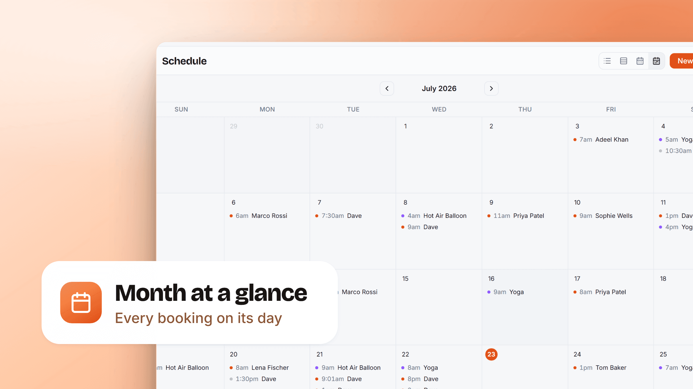 Cover Image for A schedule for every booking