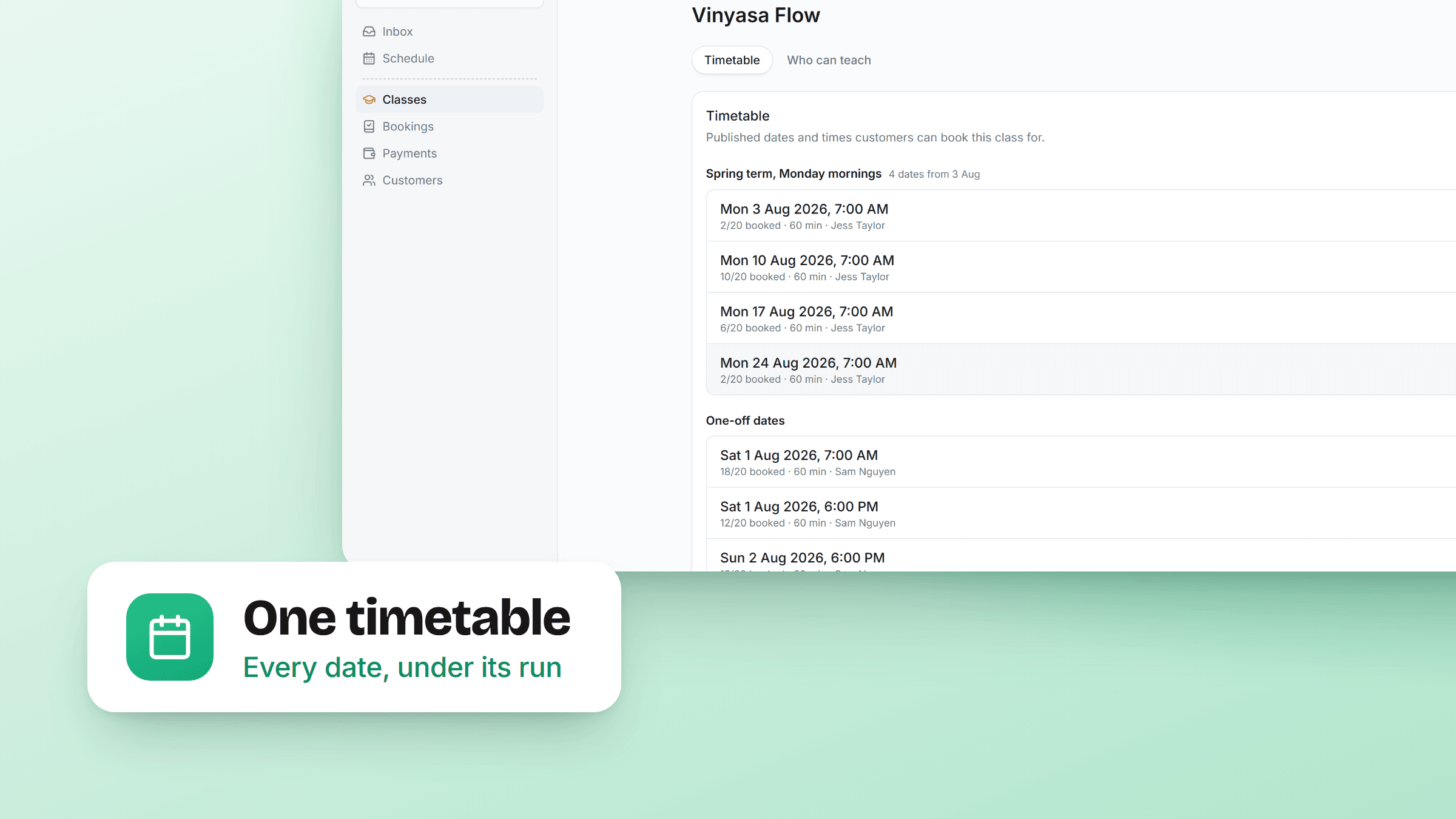 Cover Image for One timetable for a class