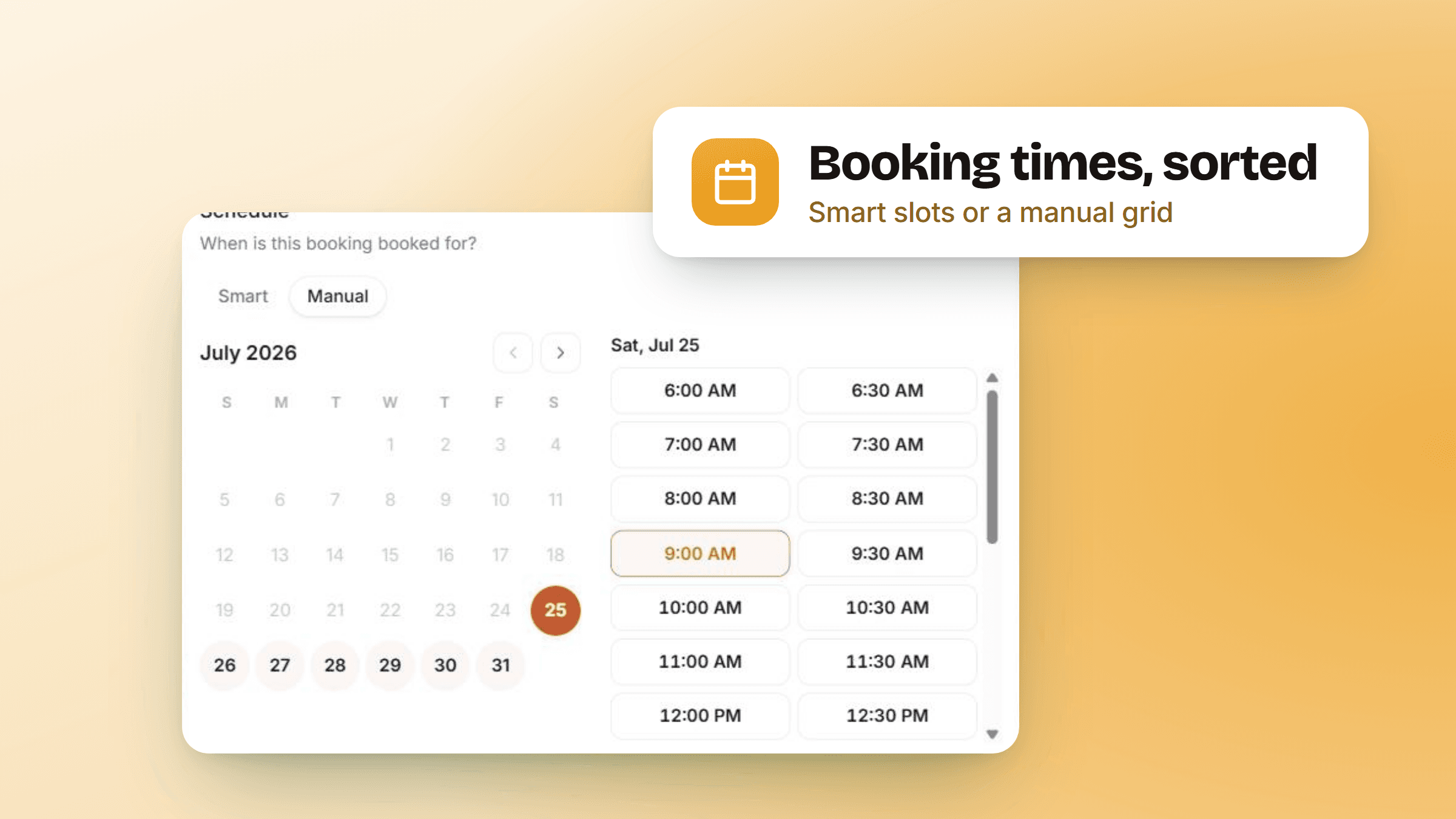 Cover Image for Booking times, sorted
